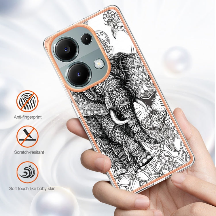 For Xiaomi Redmi Note 13 Pro 4G/Poco M6 Pro 4G Electroplating Marble Dual-side IMD Phone Case(Totem Elephant) - Note 13 Pro Cases by PMC TechLife | Online Shopping South Africa | PMC TechLife | Buy Now Pay Later Mobicred