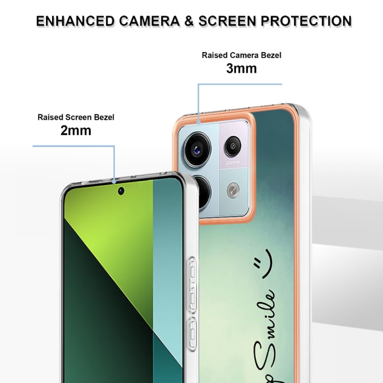 For Xiaomi Redmi Note 13 Pro 5G Global Electroplating Marble Dual-side IMD Phone Case(Smile) - Note 13 Pro Cases by PMC TechLife | Online Shopping South Africa | PMC TechLife | Buy Now Pay Later Mobicred