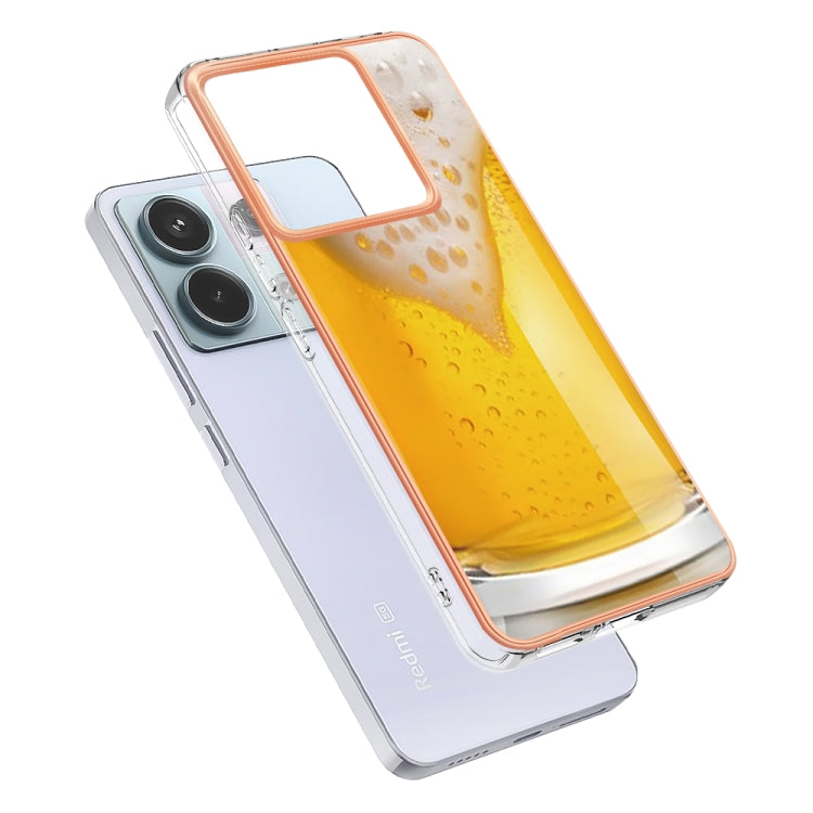For Xiaomi Redmi Note 13 Pro 5G Global Electroplating Marble Dual-side IMD Phone Case(Draft Beer) - Note 13 Pro Cases by PMC TechLife | Online Shopping South Africa | PMC TechLife | Buy Now Pay Later Mobicred