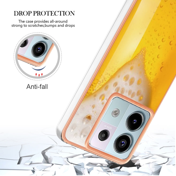 For Xiaomi Redmi Note 13 Pro 5G Global Electroplating Marble Dual-side IMD Phone Case(Draft Beer) - Note 13 Pro Cases by PMC TechLife | Online Shopping South Africa | PMC TechLife | Buy Now Pay Later Mobicred
