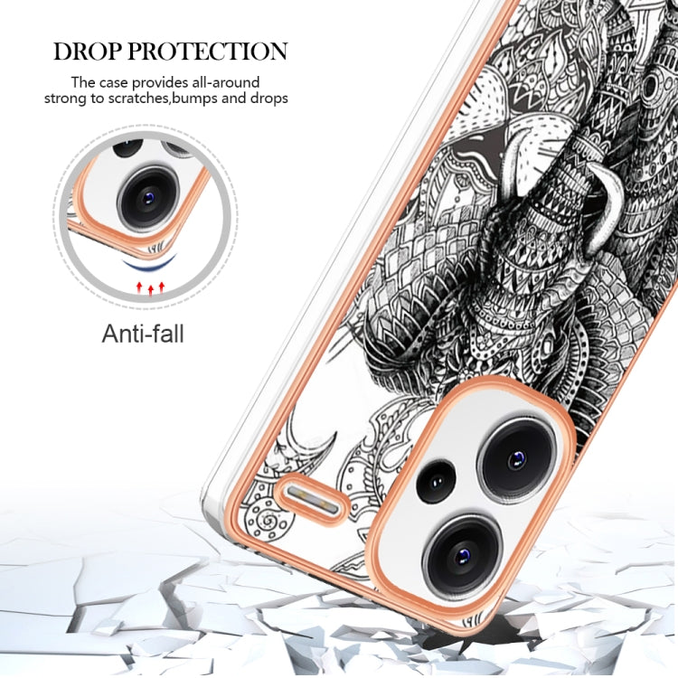 For Xiaomi Redmi Note 13 Pro+ 5G Electroplating Marble Dual-side IMD Phone Case(Totem Elephant) - Note 13 Pro+ Cases by PMC TechLife | Online Shopping South Africa | PMC TechLife | Buy Now Pay Later Mobicred