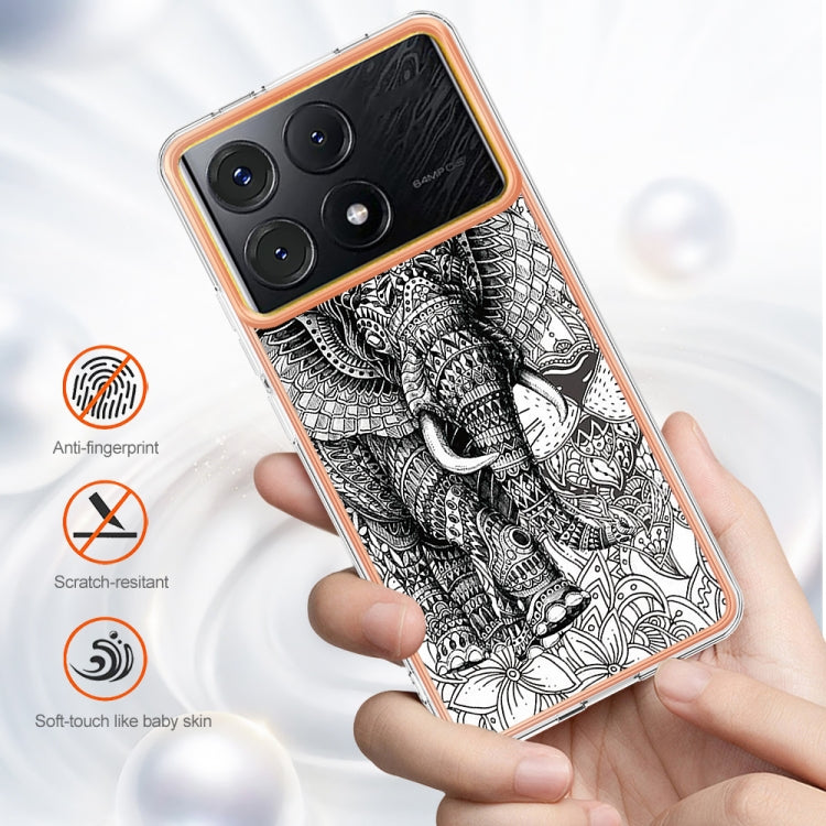 For Xiaomi Poco X6 Pro / Redmi K70E Electroplating Marble Dual-side IMD Phone Case(Totem Elephant) - K70E Cases by PMC TechLife | Online Shopping South Africa | PMC TechLife | Buy Now Pay Later Mobicred
