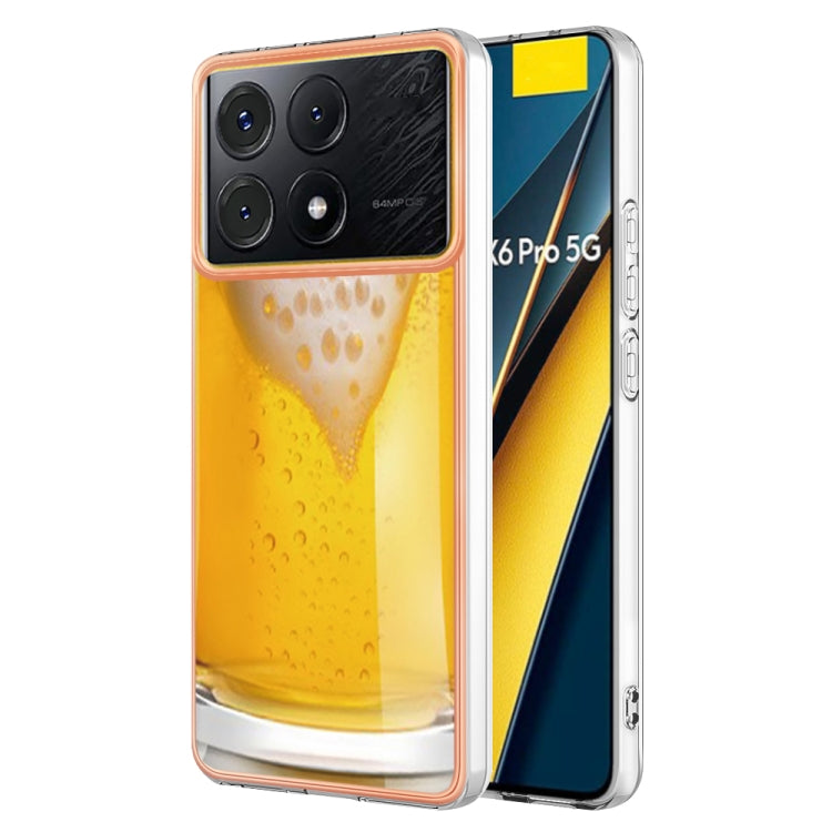 For Xiaomi Poco X6 Pro / Redmi K70E Electroplating Marble Dual-side IMD Phone Case(Draft Beer) - K70E Cases by PMC TechLife | Online Shopping South Africa | PMC TechLife | Buy Now Pay Later Mobicred