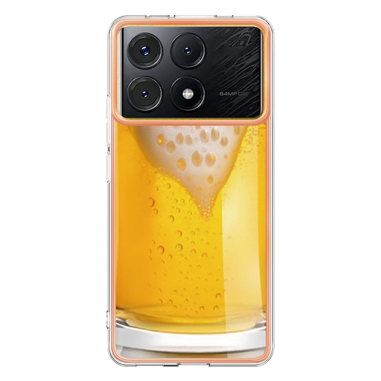 For Xiaomi Poco X6 Pro / Redmi K70E Electroplating Marble Dual-side IMD Phone Case(Draft Beer) - K70E Cases by PMC TechLife | Online Shopping South Africa | PMC TechLife | Buy Now Pay Later Mobicred