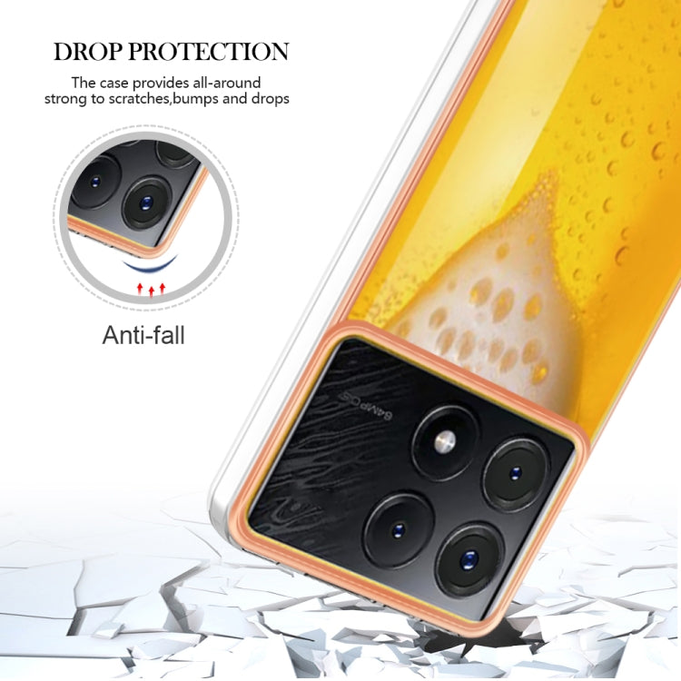 For Xiaomi Poco X6 Pro / Redmi K70E Electroplating Marble Dual-side IMD Phone Case(Draft Beer) - K70E Cases by PMC TechLife | Online Shopping South Africa | PMC TechLife | Buy Now Pay Later Mobicred