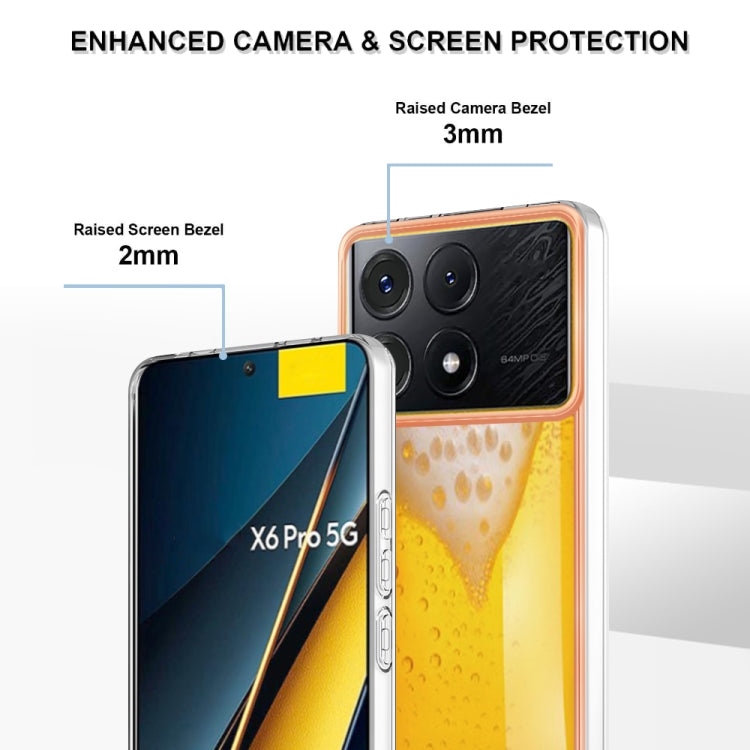 For Xiaomi Poco X6 Pro / Redmi K70E Electroplating Marble Dual-side IMD Phone Case(Draft Beer) - K70E Cases by PMC TechLife | Online Shopping South Africa | PMC TechLife | Buy Now Pay Later Mobicred