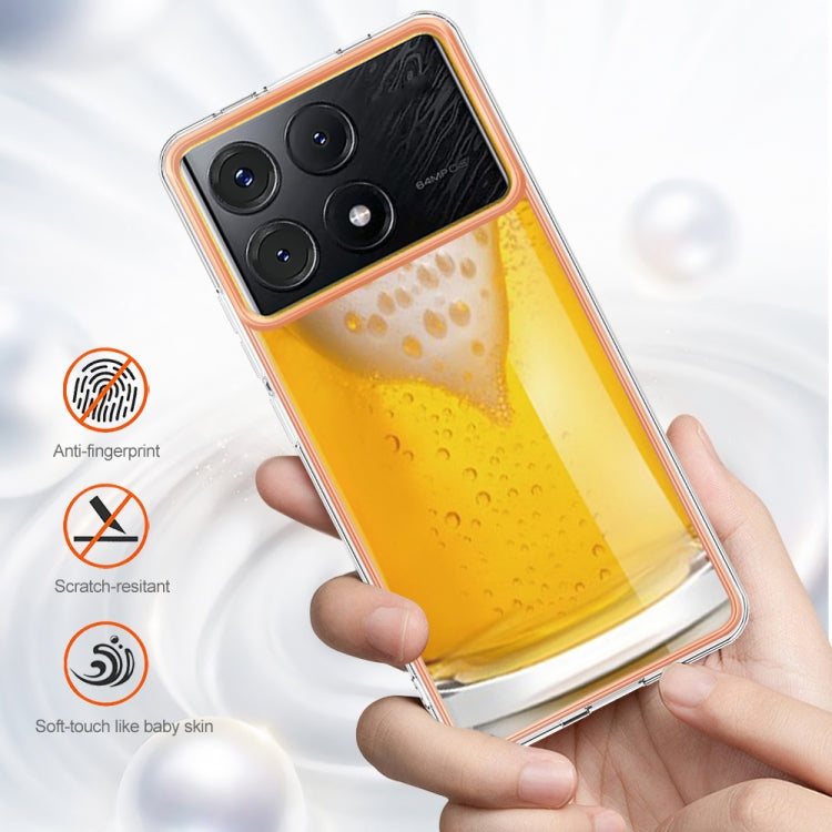 For Xiaomi Poco X6 Pro / Redmi K70E Electroplating Marble Dual-side IMD Phone Case(Draft Beer) - K70E Cases by PMC TechLife | Online Shopping South Africa | PMC TechLife | Buy Now Pay Later Mobicred