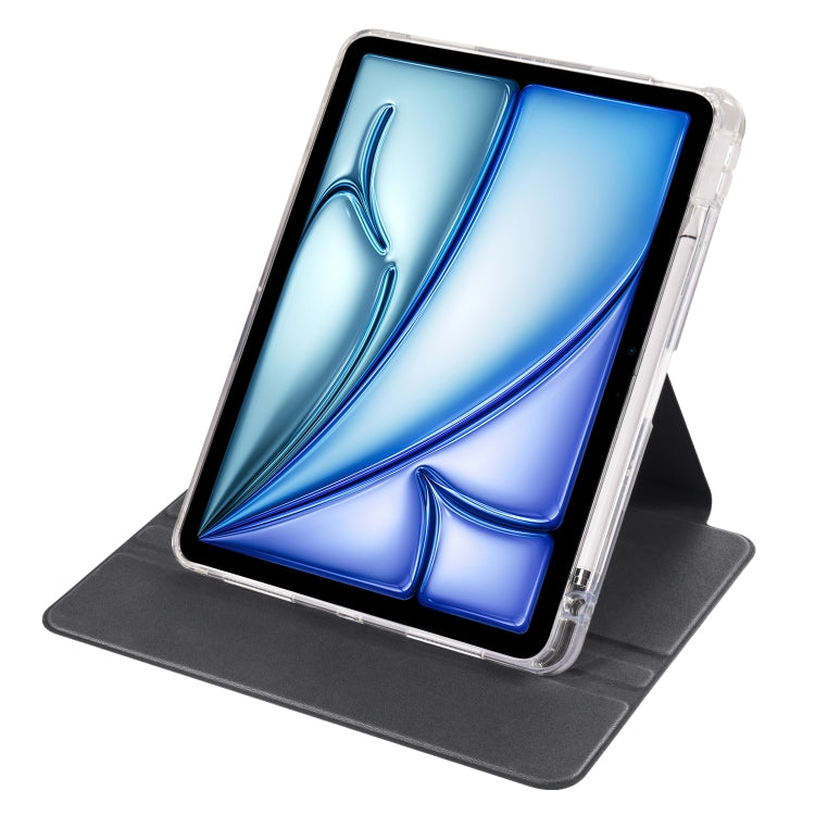 For iPad Air 11 2025 / 2024 Clear Acrylic 360 Rotation Detachable Leather Tablet Case(Black) - iPad Air 11 2025 / 2024 Cases by PMC TechLife | Online Shopping South Africa | PMC TechLife | Buy Now Pay Later Mobicred
