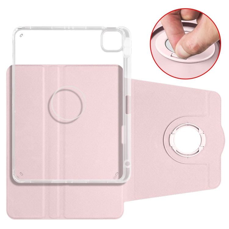 For iPad Air 11 2025 / 2024 Clear Acrylic 360 Rotation Detachable Leather Tablet Case(Pink) - iPad Air 11 2025 / 2024 Cases by PMC TechLife | Online Shopping South Africa | PMC TechLife | Buy Now Pay Later Mobicred
