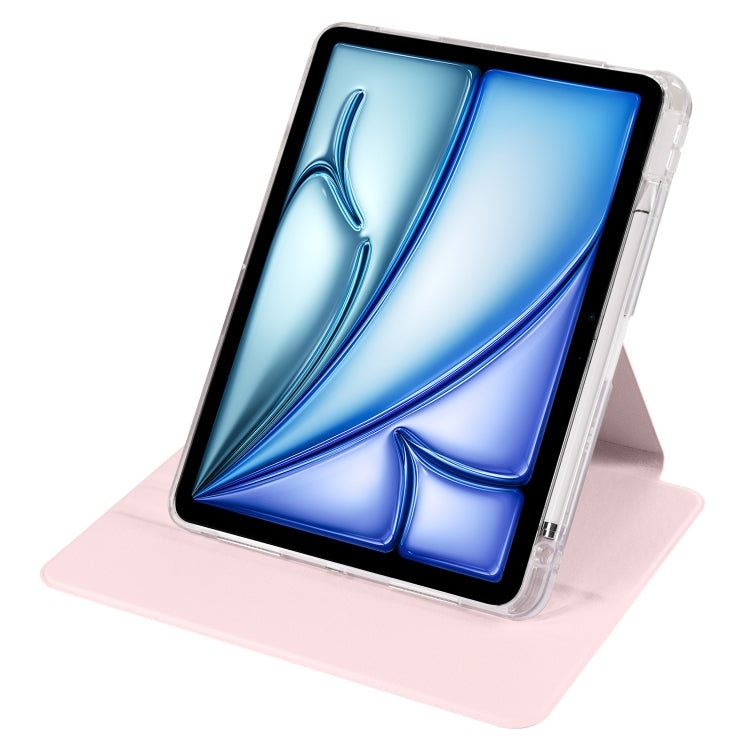 For iPad Air 11 2025 / 2024 Clear Acrylic 360 Rotation Detachable Leather Tablet Case(Pink) - iPad Air 11 2025 / 2024 Cases by PMC TechLife | Online Shopping South Africa | PMC TechLife | Buy Now Pay Later Mobicred