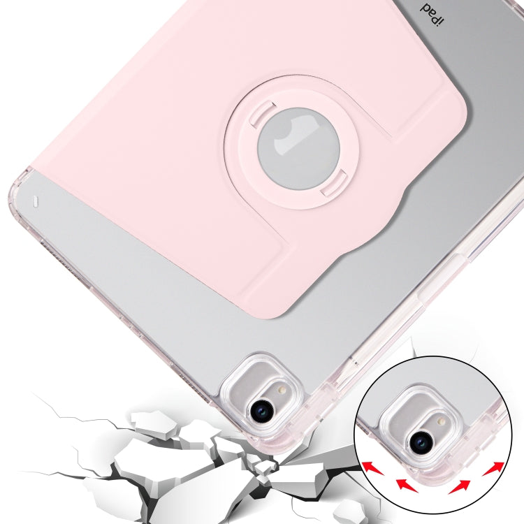 For iPad Air 11 2025 / 2024 Clear Acrylic 360 Rotation Detachable Leather Tablet Case(Pink) - iPad Air 11 2025 / 2024 Cases by PMC TechLife | Online Shopping South Africa | PMC TechLife | Buy Now Pay Later Mobicred