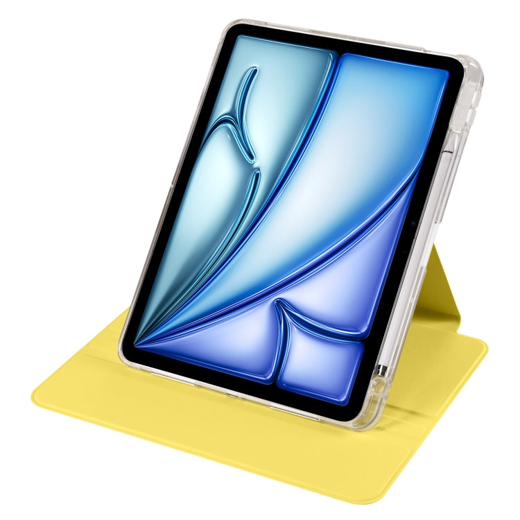 For iPad Air 11 2024 Clear Acrylic 360 Rotation Detachable Leather Tablet Case(Yellow) - iPad Air 11 2024 Cases by PMC TechLife | Online Shopping South Africa | PMC TechLife | Buy Now Pay Later Mobicred