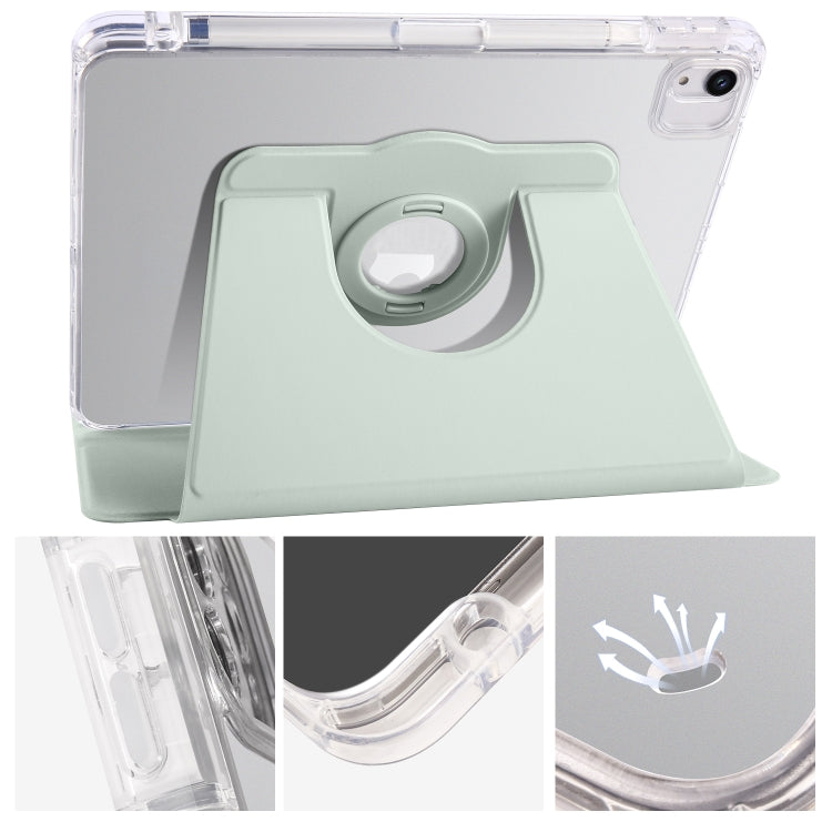 For iPad Air 11 2024 Clear Acrylic 360 Rotation Detachable Leather Tablet Case(Light Green) - iPad Air 11 2024 Cases by PMC TechLife | Online Shopping South Africa | PMC TechLife | Buy Now Pay Later Mobicred