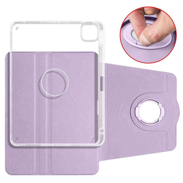 For iPad Air 11 2024 Clear Acrylic 360 Rotation Detachable Leather Tablet Case(Light Purple) - iPad Air 11 2024 Cases by PMC TechLife | Online Shopping South Africa | PMC TechLife | Buy Now Pay Later Mobicred