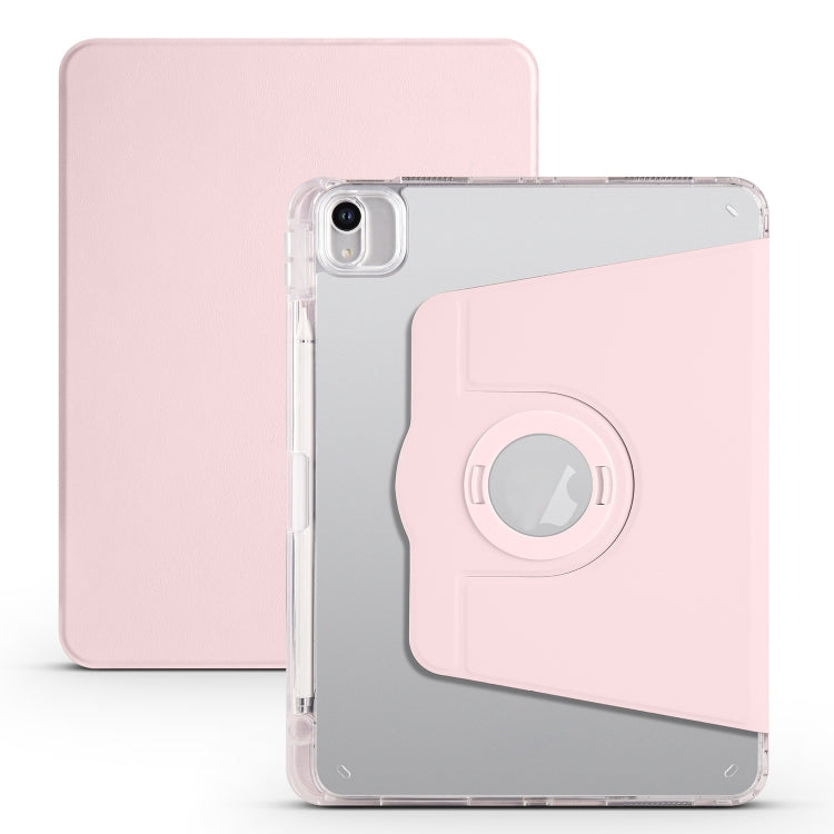 For iPad Air 13 2024 Clear Acrylic 360 Rotation Detachable Leather Tablet Case(Pink) - iPad Air 13 2024 Cases by PMC TechLife | Online Shopping South Africa | PMC TechLife | Buy Now Pay Later Mobicred