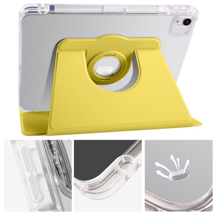 For iPad Air 13 2024 Clear Acrylic 360 Rotation Detachable Leather Tablet Case(Yellow) - iPad Air 13 2024 Cases by PMC TechLife | Online Shopping South Africa | PMC TechLife | Buy Now Pay Later Mobicred