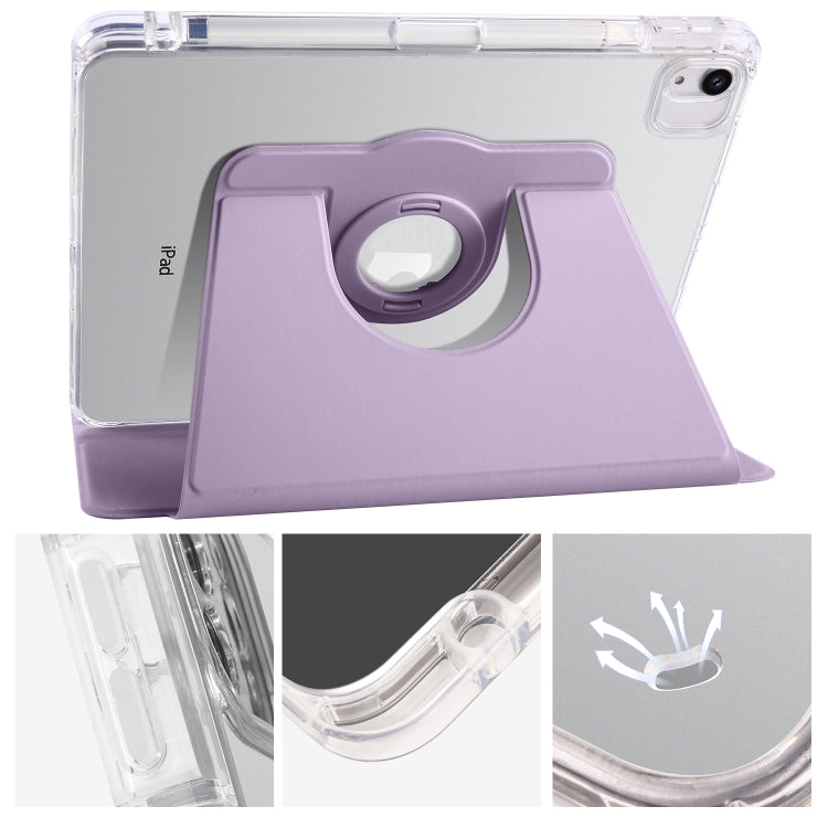 For iPad Air 13 2024 Clear Acrylic 360 Rotation Detachable Leather Tablet Case(Light Purple) - iPad Air 13 2024 Cases by PMC TechLife | Online Shopping South Africa | PMC TechLife | Buy Now Pay Later Mobicred