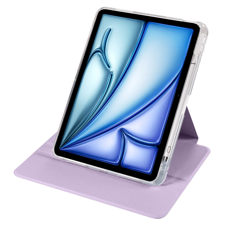 For iPad Air 13 2024 Clear Acrylic 360 Rotation Detachable Leather Tablet Case(Light Purple) - iPad Air 13 2024 Cases by PMC TechLife | Online Shopping South Africa | PMC TechLife | Buy Now Pay Later Mobicred