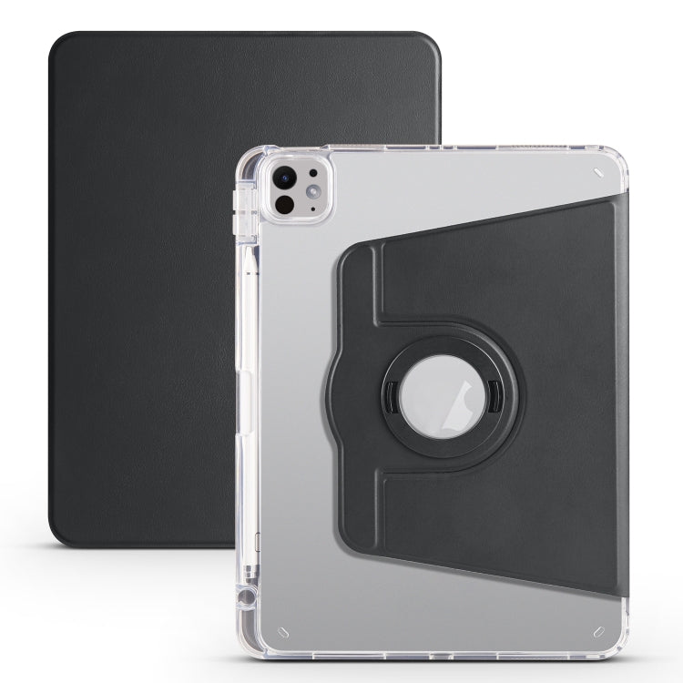 For iPad Pro 11 2024 Clear Acrylic 360 Rotation Detachable Leather Tablet Case(Black) - iPad Pro 11 2024 Cases by PMC TechLife | Online Shopping South Africa | PMC TechLife | Buy Now Pay Later Mobicred