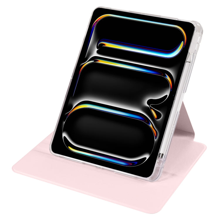 For iPad Pro 11 2024 Clear Acrylic 360 Rotation Detachable Leather Tablet Case(Pink) - free shipping - PMC TechLife - Order now!
