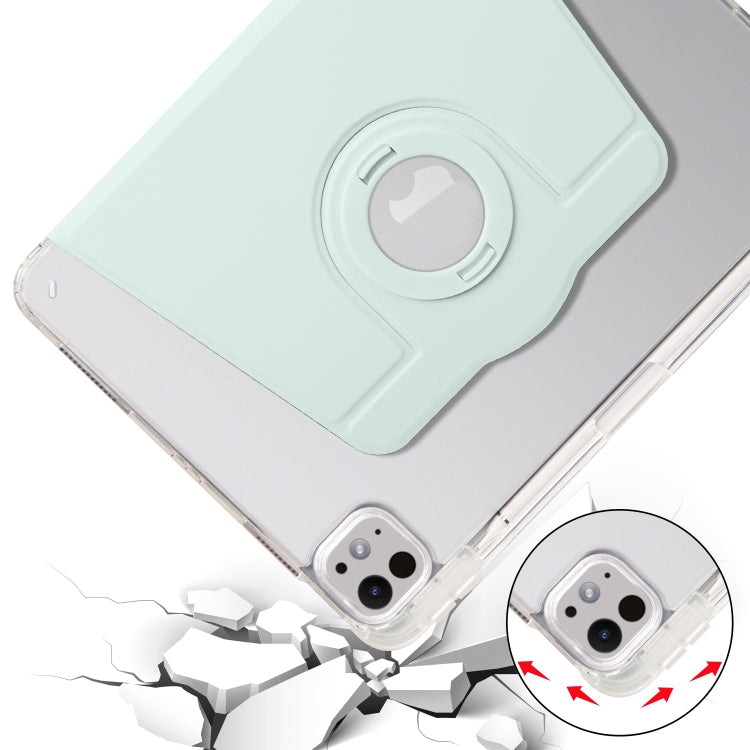 For iPad Pro 11 2024 Clear Acrylic 360 Rotation Detachable Leather Tablet Case(Light Green) - iPad Pro 11 2024 Cases by PMC TechLife | Online Shopping South Africa | PMC TechLife | Buy Now Pay Later Mobicred