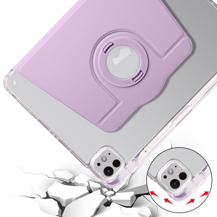 For iPad Pro 11 2024 Clear Acrylic 360 Rotation Detachable Leather Tablet Case(Light Purple) - iPad Pro 11 2024 Cases by PMC TechLife | Online Shopping South Africa | PMC TechLife | Buy Now Pay Later Mobicred