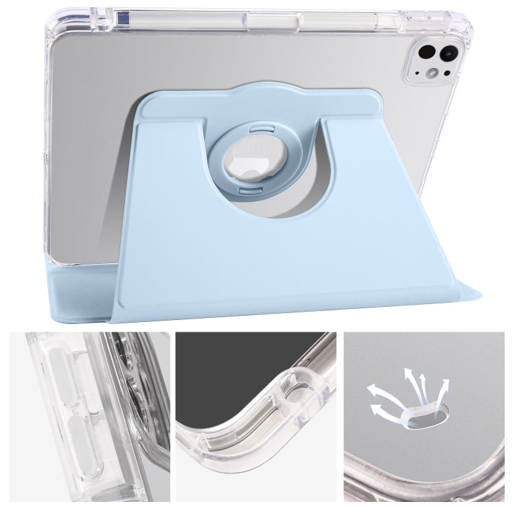 For iPad Pro 13 2024 Clear Acrylic 360 Rotation Detachable Leather Tablet Case(Ice Blue) - iPad Pro 13 2024 Cases by PMC TechLife | Online Shopping South Africa | PMC TechLife | Buy Now Pay Later Mobicred
