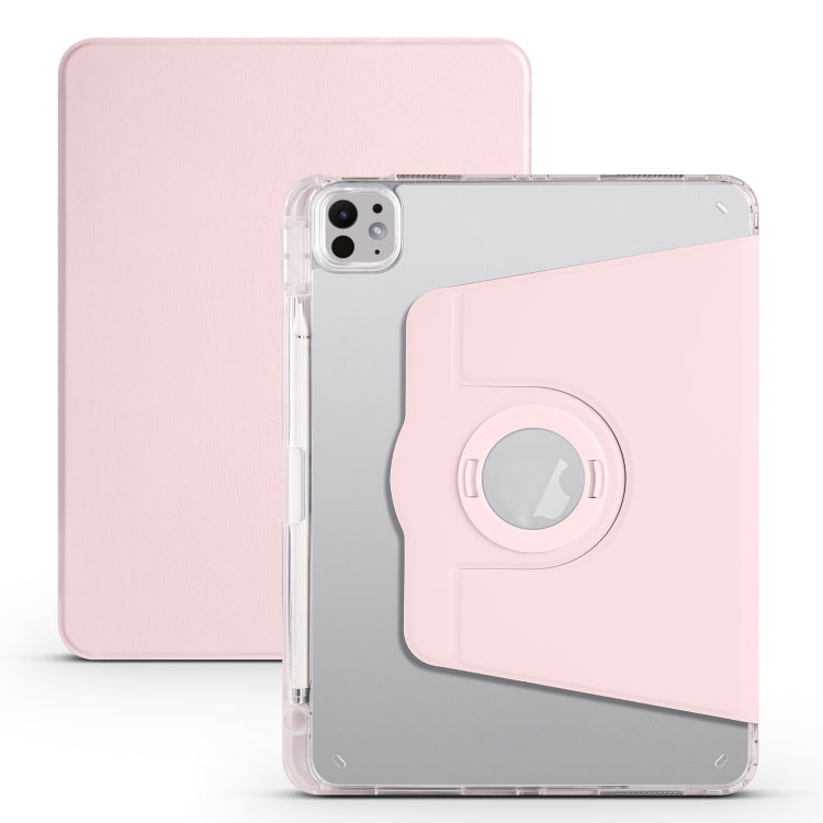For iPad Pro 13 2024 Clear Acrylic 360 Rotation Detachable Leather Tablet Case(Pink) - iPad Pro 13 2024 Cases by PMC TechLife | Online Shopping South Africa | PMC TechLife | Buy Now Pay Later Mobicred