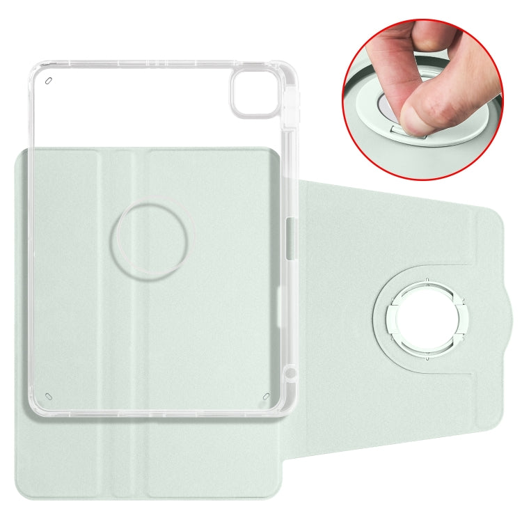 For iPad Pro 13 2024 Clear Acrylic 360 Rotation Detachable Leather Tablet Case(Light Green) - iPad Pro 13 2024 Cases by PMC TechLife | Online Shopping South Africa | PMC TechLife | Buy Now Pay Later Mobicred
