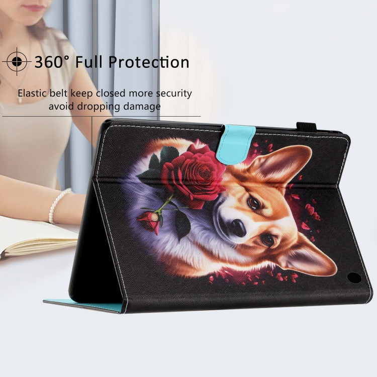 For Amazon Kindle Fire Max 11 Coloured Drawing Stitching Smart Leather Tablet Case(Corgi) - Amazon by PMC TechLife | Online Shopping South Africa | PMC TechLife | Buy Now Pay Later Mobicred