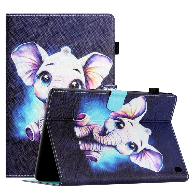For Amazon Kindle Fire Max 11 Coloured Drawing Stitching Smart Leather Tablet Case(Elephant) - Amazon by PMC TechLife | Online Shopping South Africa | PMC TechLife | Buy Now Pay Later Mobicred