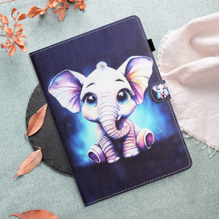 For Amazon Kindle Fire Max 11 Coloured Drawing Stitching Smart Leather Tablet Case(Elephant) - Amazon by PMC TechLife | Online Shopping South Africa | PMC TechLife | Buy Now Pay Later Mobicred