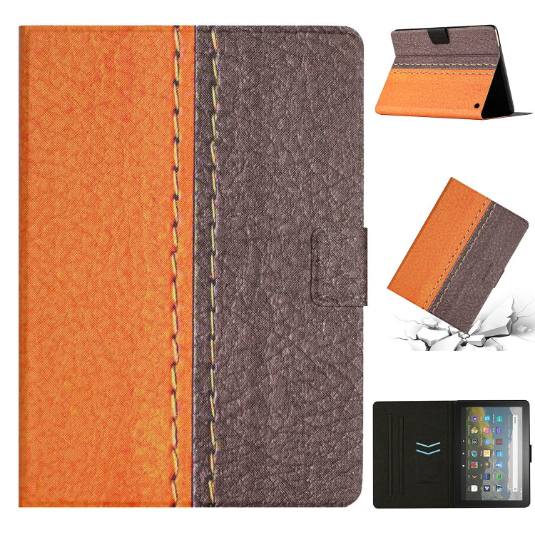 For Amazon Kindle Fire Max 11 Solid Color Stitching Smart Leather Tablet Case(Orange) - Amazon by PMC TechLife | Online Shopping South Africa | PMC TechLife | Buy Now Pay Later Mobicred