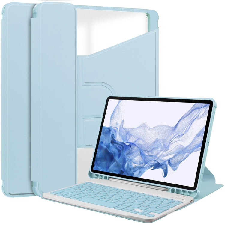 For Samsung Galaxy Tab S9 360 Rotation Transparent Smart Leather Case with Keyboard(Sky Blue) - Galaxy Tab S9 Cases by PMC TechLife | Online Shopping South Africa | PMC TechLife