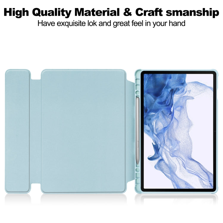 For Samsung Galaxy Tab S9 360 Rotation Transparent Smart Leather Case with Keyboard(Sky Blue) - Galaxy Tab S9 Cases by PMC TechLife | Online Shopping South Africa | PMC TechLife
