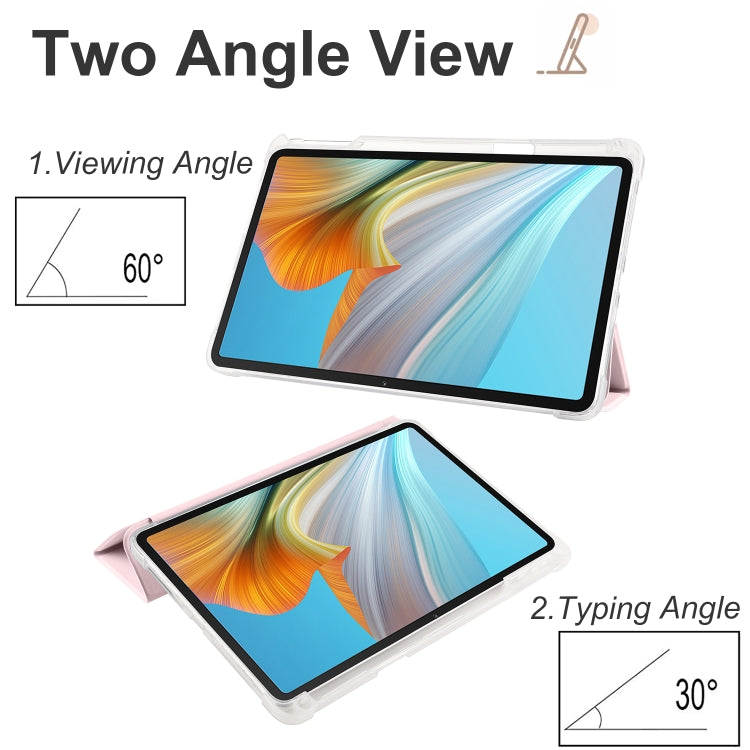 For Honor Pad 8 3-folding Transparent TPU Smart Leather Tablet Case(Ice Pink) - Honor by PMC TechLife | Online Shopping South Africa | PMC TechLife | Buy Now Pay Later Mobicred