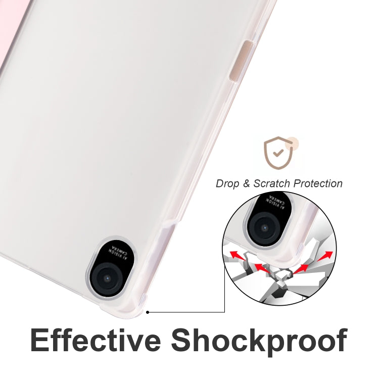 For Honor Pad 8 3-folding Transparent TPU Smart Leather Tablet Case(Ice Pink) - Honor by PMC TechLife | Online Shopping South Africa | PMC TechLife | Buy Now Pay Later Mobicred