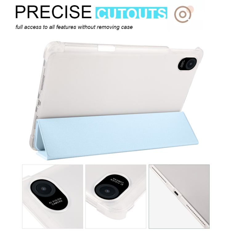 For Honor Pad 8 3-folding Transparent TPU Smart Leather Tablet Case(Ice Blue) - Honor by PMC TechLife | Online Shopping South Africa | PMC TechLife | Buy Now Pay Later Mobicred