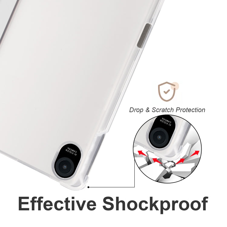 For Honor Pad 8 3-folding Transparent TPU Smart Leather Tablet Case(Grey) - Honor by PMC TechLife | Online Shopping South Africa | PMC TechLife | Buy Now Pay Later Mobicred