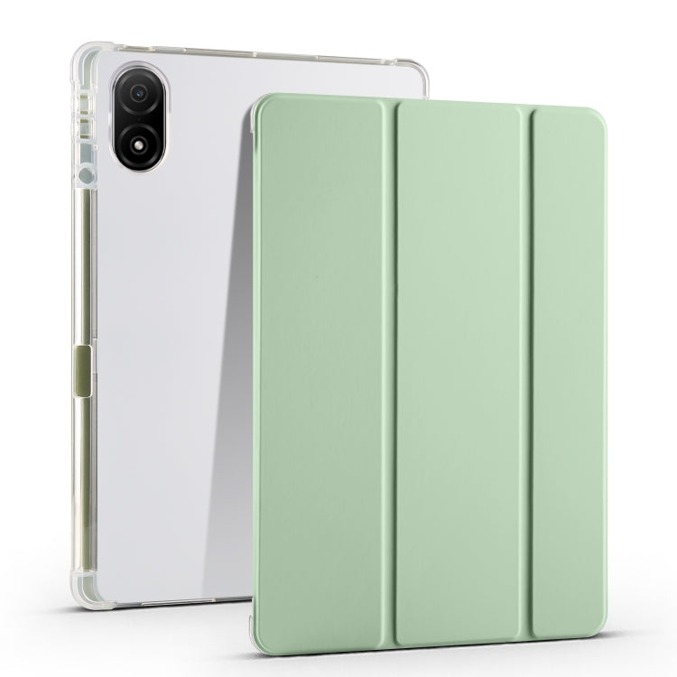 For Honor Pad V8 Pro 3-folding Transparent TPU Smart Leather Tablet Case(Matcha Green) - Honor by PMC TechLife | Online Shopping South Africa | PMC TechLife | Buy Now Pay Later Mobicred