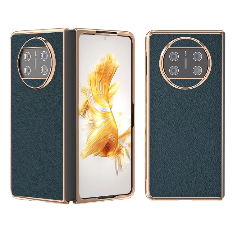 For Huawei Mate X3 Electroplating Genuine Leather + PC Litchi Texture Phone Case(Green) - free shipping - PMC TechLife - Order now!