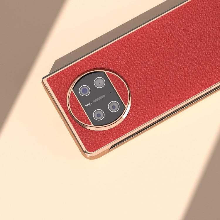 For Huawei Mate X3 Electroplating Cross Texture Genuine Leather Phone Case(Red) - Huawei Cases by PMC TechLife | Online Shopping South Africa | PMC TechLife | Buy Now Pay Later Mobicred