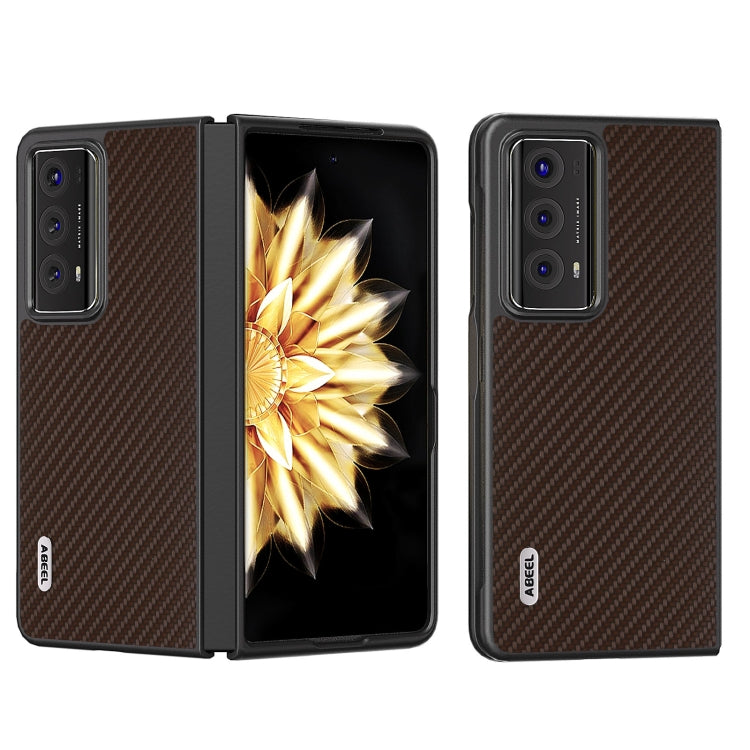 For Honor Magic V2 Electroplating Carbon Fiber Texture Protective Phone Case(Dark Brown) - Honor Cases by PMC TechLife | Online Shopping South Africa | PMC TechLife | Buy Now Pay Later Mobicred