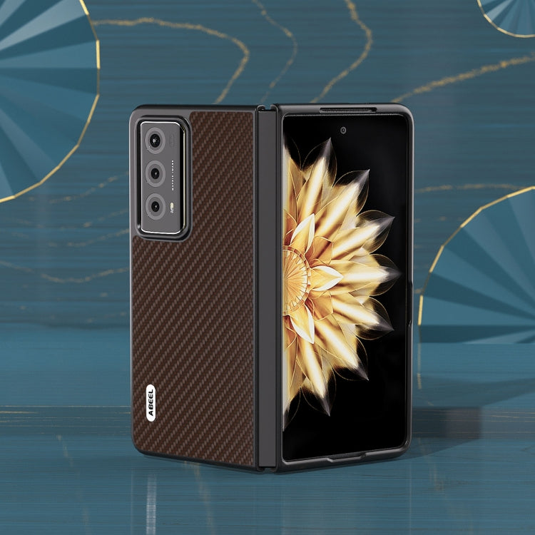 For Honor Magic V2 Electroplating Carbon Fiber Texture Protective Phone Case(Dark Brown) - Honor Cases by PMC TechLife | Online Shopping South Africa | PMC TechLife | Buy Now Pay Later Mobicred