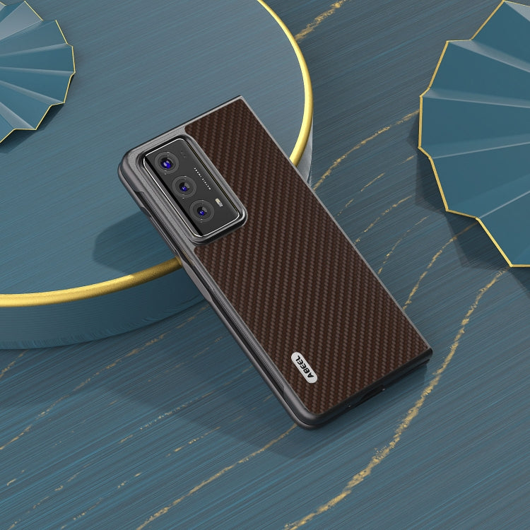 For Honor Magic V2 Electroplating Carbon Fiber Texture Protective Phone Case(Dark Brown) - Honor Cases by PMC TechLife | Online Shopping South Africa | PMC TechLife | Buy Now Pay Later Mobicred