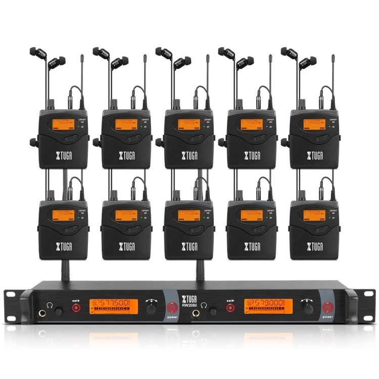 XTUGA RW2080 UHF Wireless Stage Singer In-Ear Monitor System 10 BodyPacks(AU Plug) - Microphone by XTUGA | Online Shopping South Africa | PMc TechLife | Buy Now Pay Later Mobicred