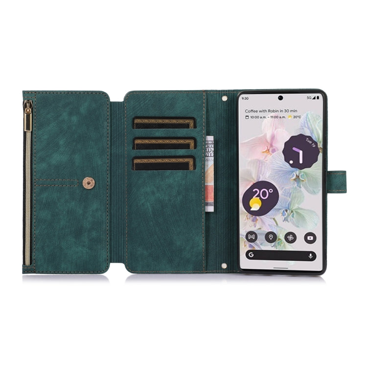 For Google Pixel 7a Dream 9-Card Wallet Zipper Bag Leather Phone Case(Green) - Google Cases by PMC TechLife | Online Shopping South Africa | PMC TechLife | Buy Now Pay Later Mobicred