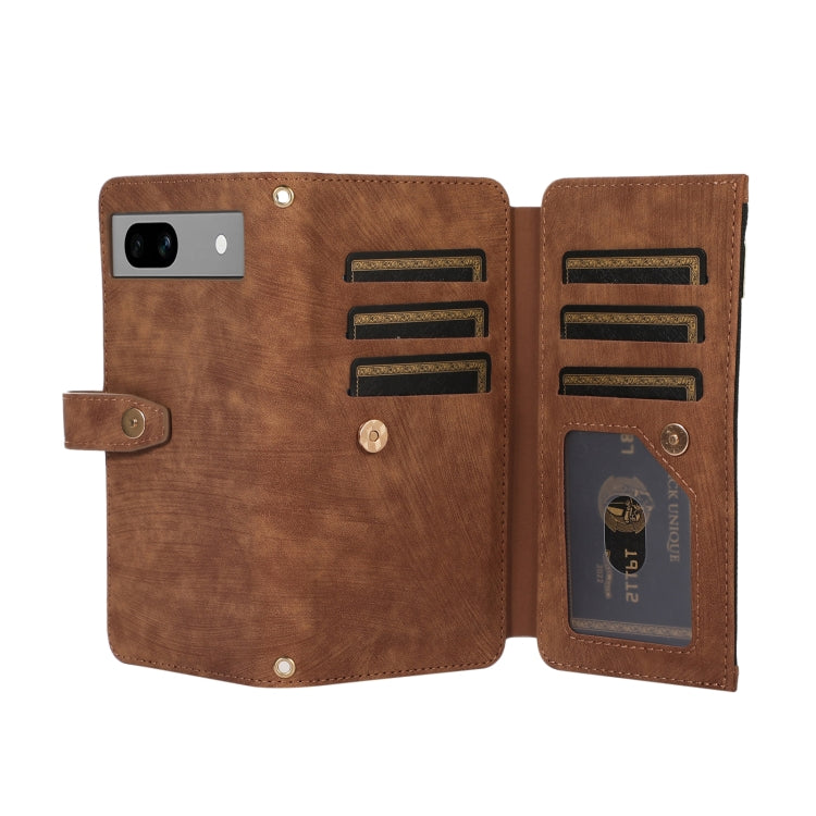 For Google Pixel 7a Dream 9-Card Wallet Zipper Bag Leather Phone Case(Brown) - Google Cases by PMC TechLife | Online Shopping South Africa | PMC TechLife | Buy Now Pay Later Mobicred