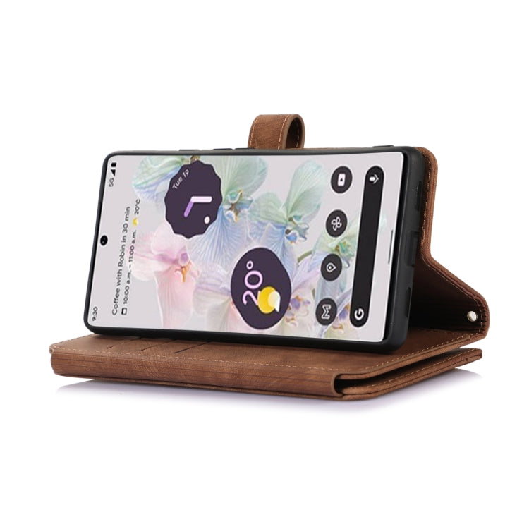 For Google Pixel 7a Dream 9-Card Wallet Zipper Bag Leather Phone Case(Brown) - Google Cases by PMC TechLife | Online Shopping South Africa | PMC TechLife | Buy Now Pay Later Mobicred