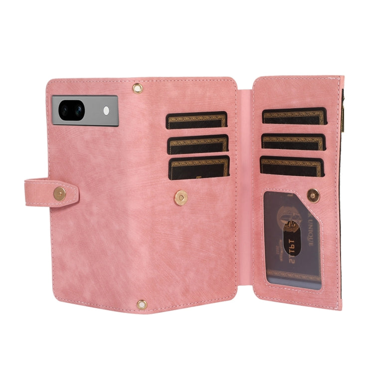 For Google Pixel 7a Dream 9-Card Wallet Zipper Bag Leather Phone Case(Pink) - Google Cases by PMC TechLife | Online Shopping South Africa | PMC TechLife | Buy Now Pay Later Mobicred